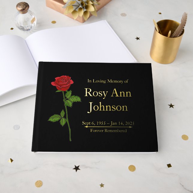 Сustom Foil Funeral Memorial Guest Book (Front Open)