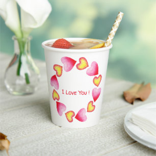 Сute Romantic I Love You Valentine's Day Paper Cups
