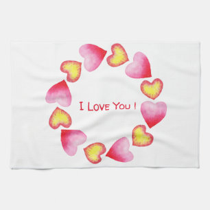 Сute Romantic I Love You Valentine's Day Tea Towel