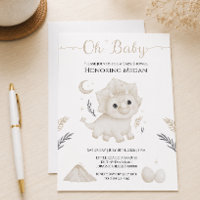 Сute Triceratops Neutral Dinosaur Baby Shower