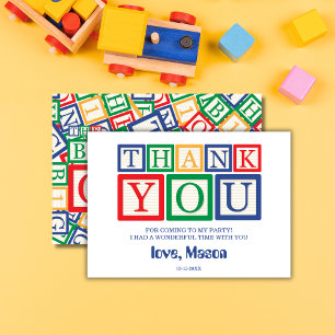 Сute Wooden ABC Blocks Primary Colors Thank You Card