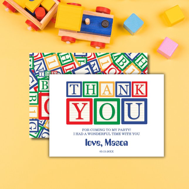 Сute Wooden ABC Blocks Primary Colors Thank You Card (Creator Uploaded)