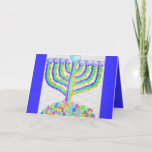 חנוכה Hanukkah rainbow menorah card<br><div class="desc">Rock your Hanukkah with this multicolor hanukkiah card. Hanukkah Fest,  Shari Pedowitz,  2019,  artistshari.com. Shari Pedowitz Artistic Empire LLC. All rights reserved.</div>