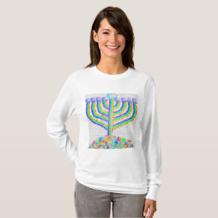 חנוכה Hanukkah rainbow menorah T-Shirt