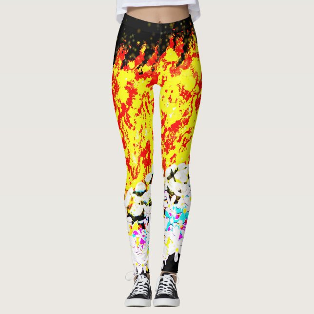 ל״ג בעומר Lag B'Omer sparkly bold bonfire Leggings (Front)