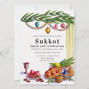 סוכות Jewish Sukkot Celebration Sukkah Etrog Lulav Invitation