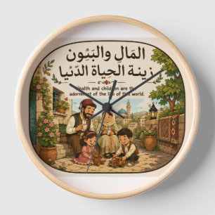 المال و البنون زينة الحياة الدنيا Arabic proverb Clock