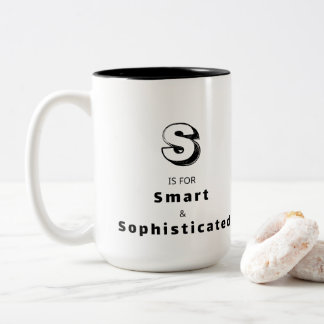 سmart and Sophisticated S - Personalised Luxury Two-Tone Coffee Mug