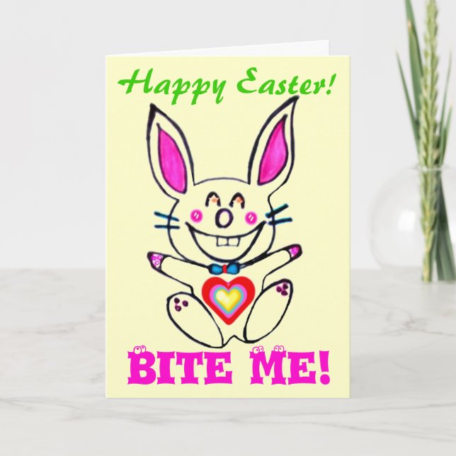 ♠»¦๑Çütê Naughty Bunny HappyEaster Card๑¦«♠ Holiday Card (Front)