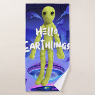 あいさつする宇宙人の柄 BATH TOWEL