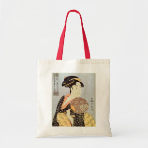 うちわを持つ女, 歌麿 Woman with The Round Fan, Utamaro Tote Bag
