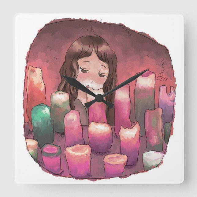 さくになじ SQUARE WALL CLOCK (Front)