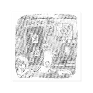さなやごじ お部屋のドアのそばで SELF-INKING STAMP