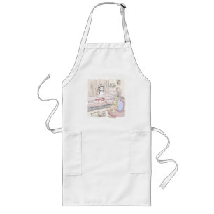 さにさごじ  ぬいぐるみの置いてある寝室のベッドにへたり込んでいる女性のイラスト LONG APRON