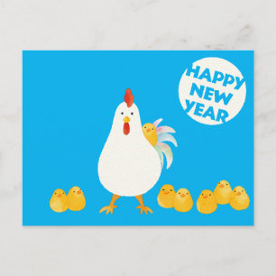 【にわとりとひよこ(水彩)】 A chicken and chicks (Watercolor) Postcard