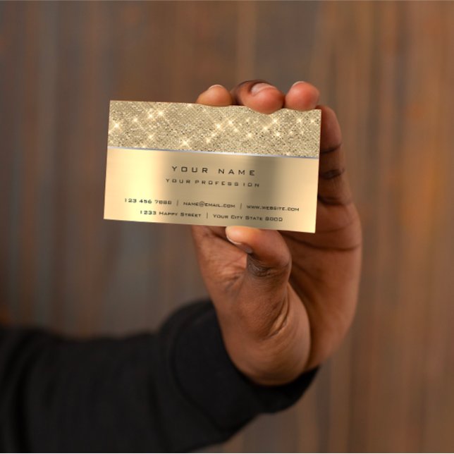 アイボリーの広い金ゴールドのダイヤモンドのストライプのグリッターVIP BUSINESS CARD (Ivory Wide Gold Gold Diamond Striped Gritter VIP Business Card)