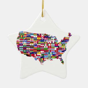 アメリカ合衆国の地図 CERAMIC TREE DECORATION