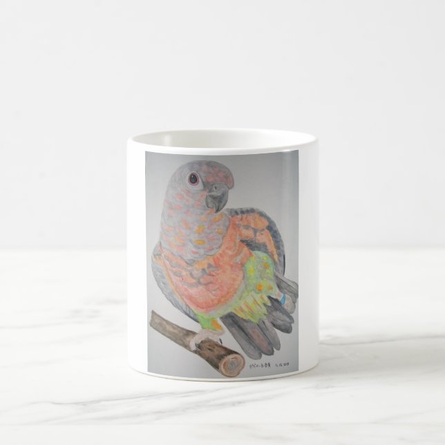 オウム パロットRed-bellied Parrot stretching Coffee Mug (Center)