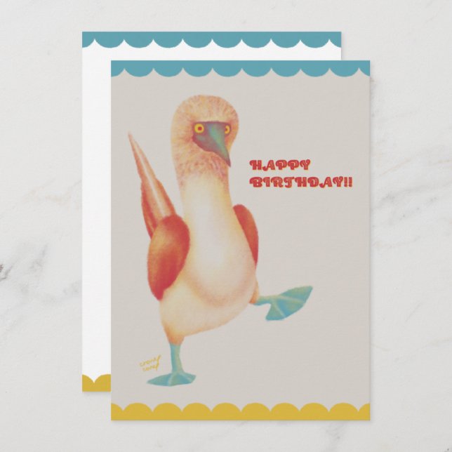 フラットカード バースデー Birthday Card -Blue-footed Boody- (Front/Back)