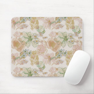 フラワーパターン ピンク&グリーン MOUSE MAT