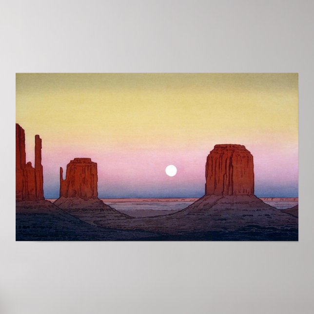 モニュメント・バレー, Monument Valley, Yoshida, Woodcut Poster (Front)
