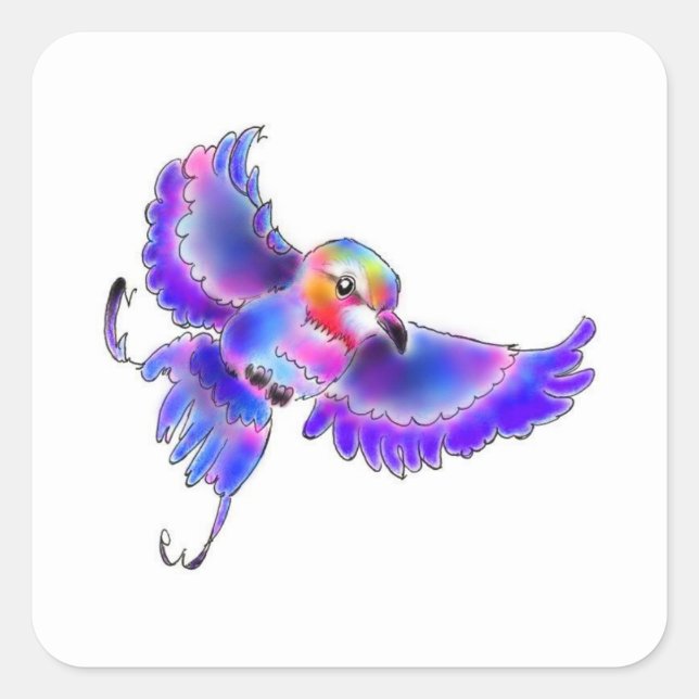 ライラックニシブッポウソウちゃん SQUARE STICKER (Front)