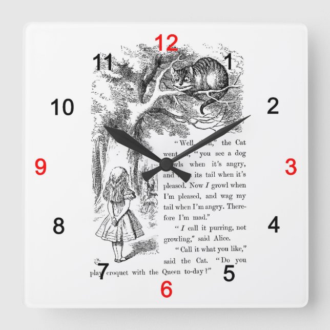 「不思議の国のアリス」の壁掛け時計,No.02 Square Wall Clock (Front)