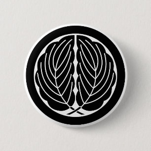 丸に抱き柏 缶バッジ 6 CM ROUND BADGE