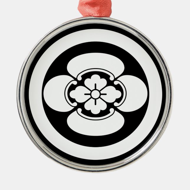 丸に木瓜 METAL TREE DECORATION (Front)