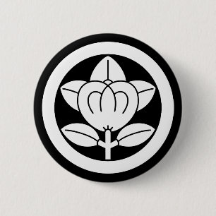 丸に橘（六つ割り作図） 6 CM ROUND BADGE