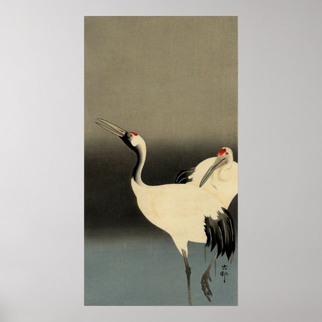 丹頂鶴, 古邨 Red-crowned Cranes, Koson, Ukiyo-e Poster (Front)