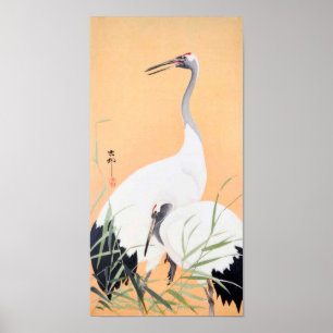 丹頂鶴, 小原古邨 Red-crowned Crane, Ohara Koson, Ukiyo-e Poster