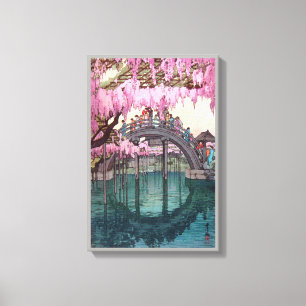 亀戸天神, Kameido Bridge, Hiroshi Yoshida, Woodcut Canvas Print