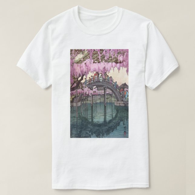 亀戸天神, Kameido Bridge, Hiroshi Yoshida, Woodcut T-Shirt (Design Front)