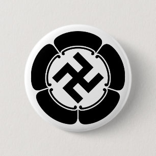五瓜に隅立て五つ割り萬字 6 CM ROUND BADGE