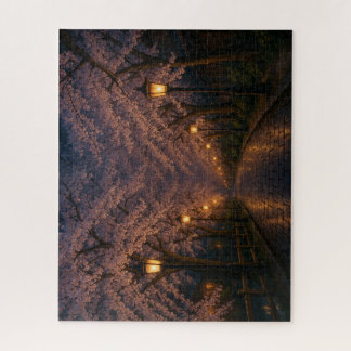 京都・夜桜の並木道 / Kyoto Nighttime Cherry‐Blossom Avenue Jigsaw Puzzle