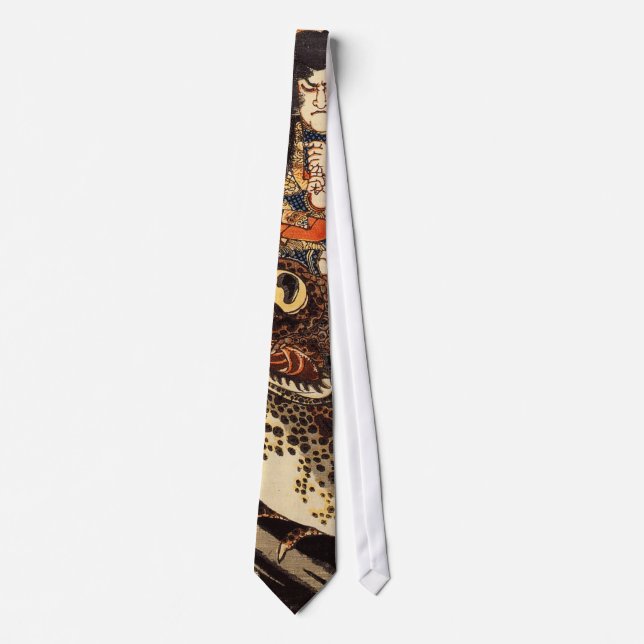 侍と化け蛙, 国芳 Samurai and Giant Frog, Kuniyoshi, Ukiyo Tie (Front)