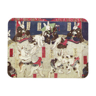 兎の相撲, 芳藤 Sumo Rabbits, Yoshifuji, Ukiyo-e Magnet