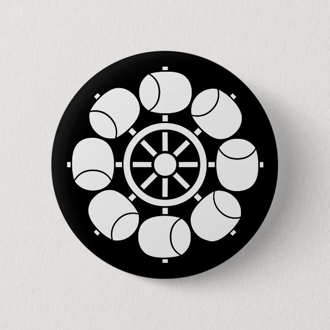 八つ水車 6 CM ROUND BADGE (Front)