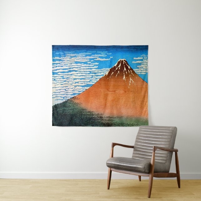 凱風快晴（赤富士）, 北斎 Red Mount Fuji, Hokusai, Ukiyo-e Tapestry (In Situ (Horizontal))