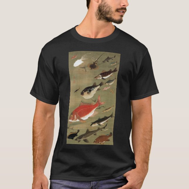 動植綵絵(28)群魚図, 伊藤若冲 T-Shirt (Front)