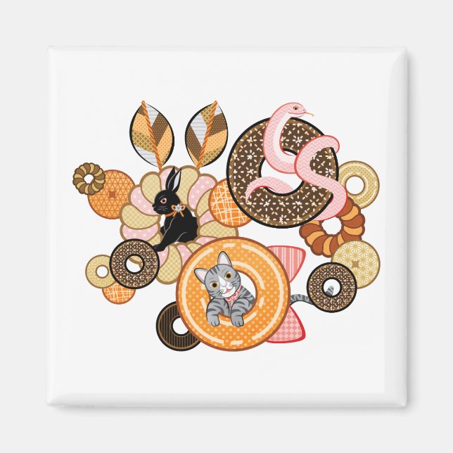 動物とドーナッツ（リメイク）／Animal and doughnut (Remake) Magnet (Front)