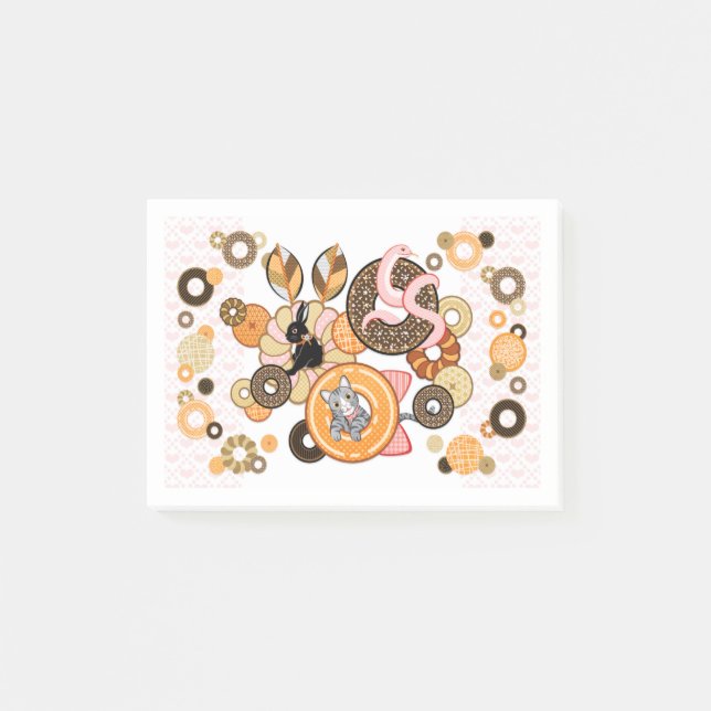 動物とドーナッツ（リメイク）／Animal and doughnut (Remake) Post-it Notes (Front)