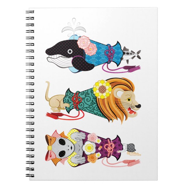 動物メガホン…魚・猫・女子（リメイク） NOTEBOOK (Front)