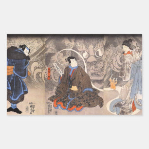 化け猫, 国芳 Apparition of the Monstrous Cat, Kuniyoshi Rectangular Sticker