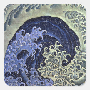 北斎の波, 北斎 Hokusai Wave, Hokusai Square Sticker