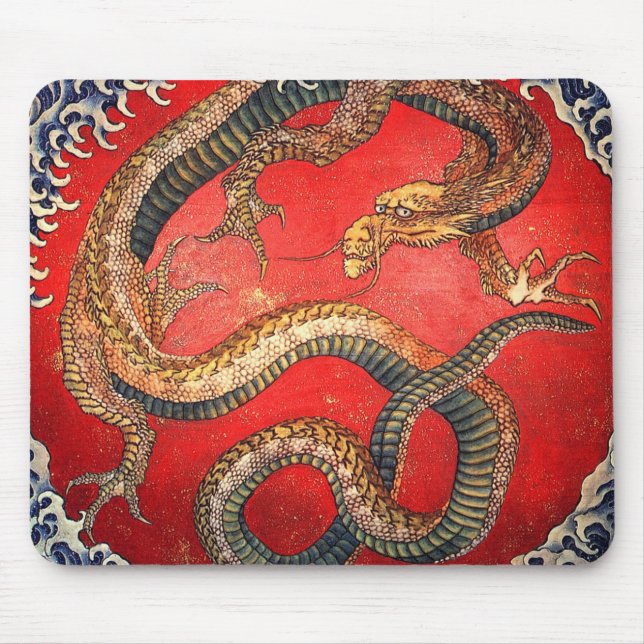 北斎の龍, 北斎 Hokusai Dragon, Hokusai, Ukiyoe Mouse Mat (Front)