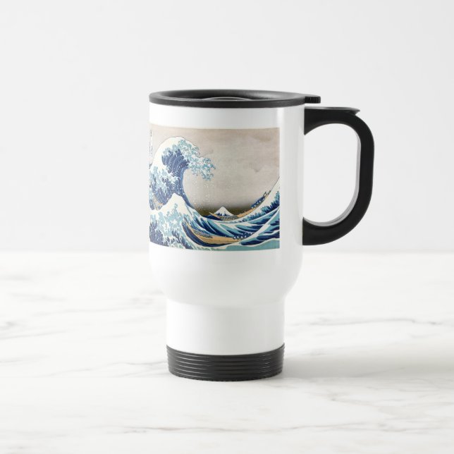 北斎 Great Wave Off Kanagawa Hokusai Fine Art Travel Mug (Right)