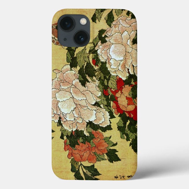 北斎 Hokusai Peonies & Butterflies Fine Art Case-Mate iPhone Case (Back)