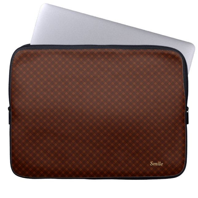 名前　カスタマイズ　タータンチェック　ダークブラウン   ラップトップスリーブ LAPTOP SLEEVE (Front)